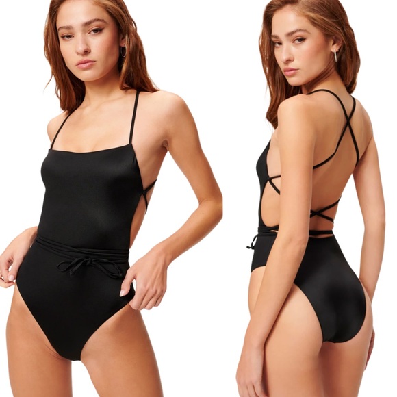 Good American Other - Good American Swimsuit Shine Barely There One Piece Black L NWT